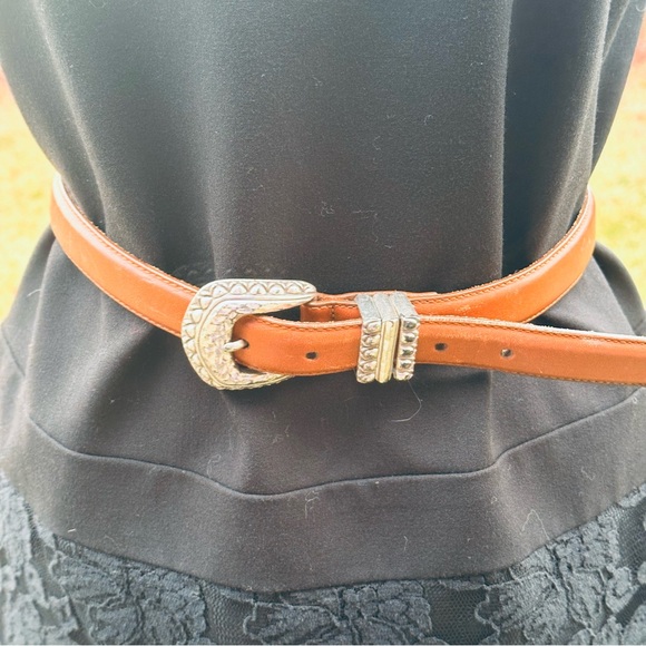 Brighton Accessories - Brighton Vintage Leather Belt with Silver Accents